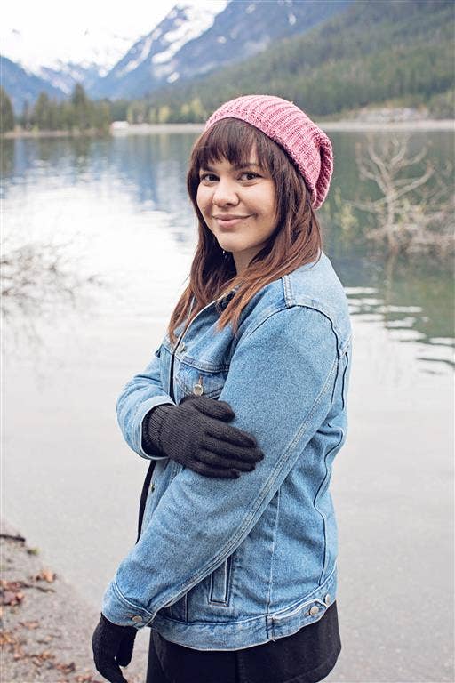 Alpaca Reversible Gloves: Brown/Beige