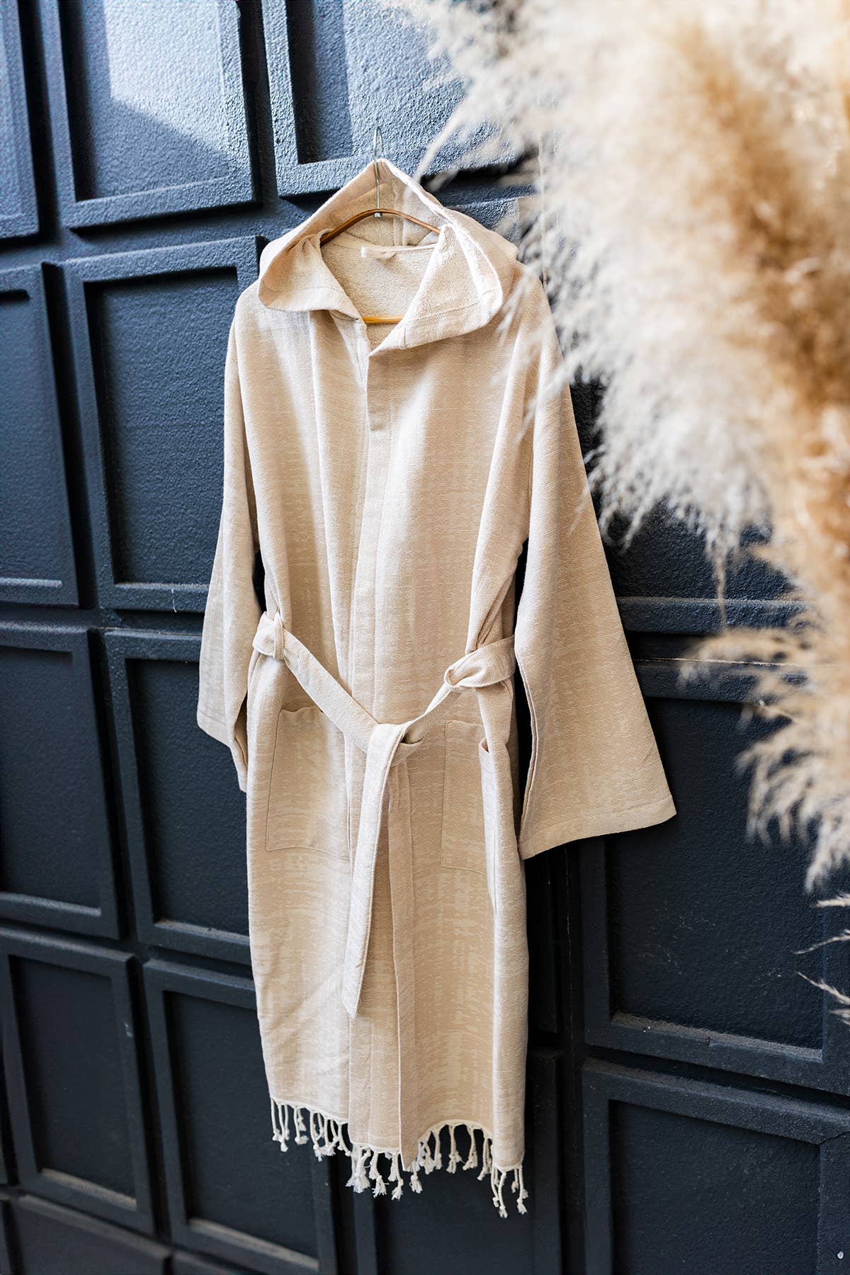 Terrybacked Bathrobe Turkish Cotton Light Weight Hood Quick: Beige