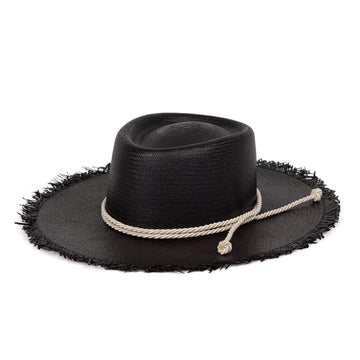 Playa Black -  Long Brim Loose Summer Straw Hat: 10cm / One size fits most kids