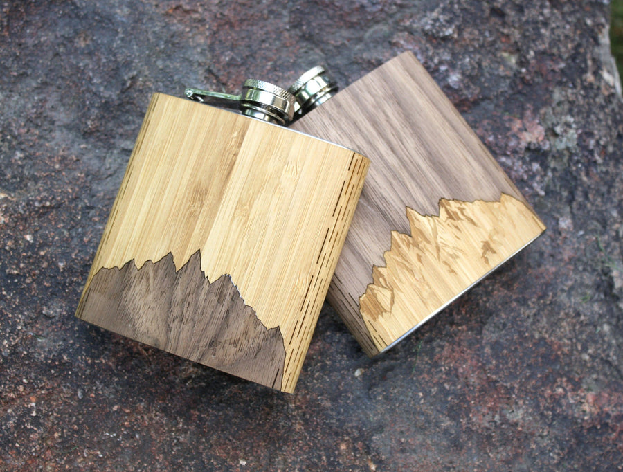 Wooden Holiday Flask : Sawtooth Mountains