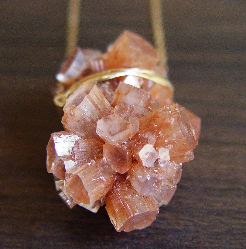 Peach Aragonite Crystal Necklace