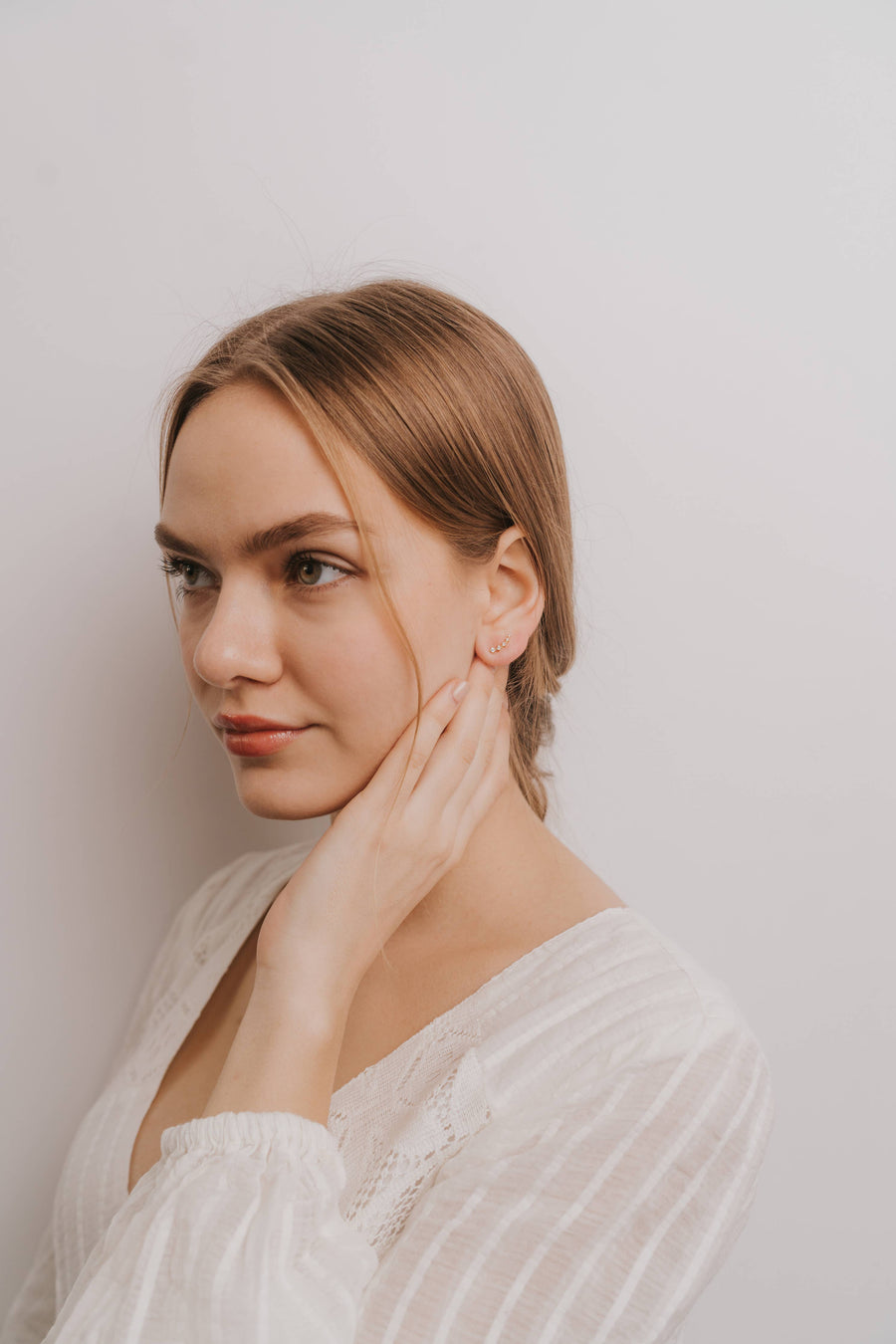 Crawler - White CZ - Gold Earring