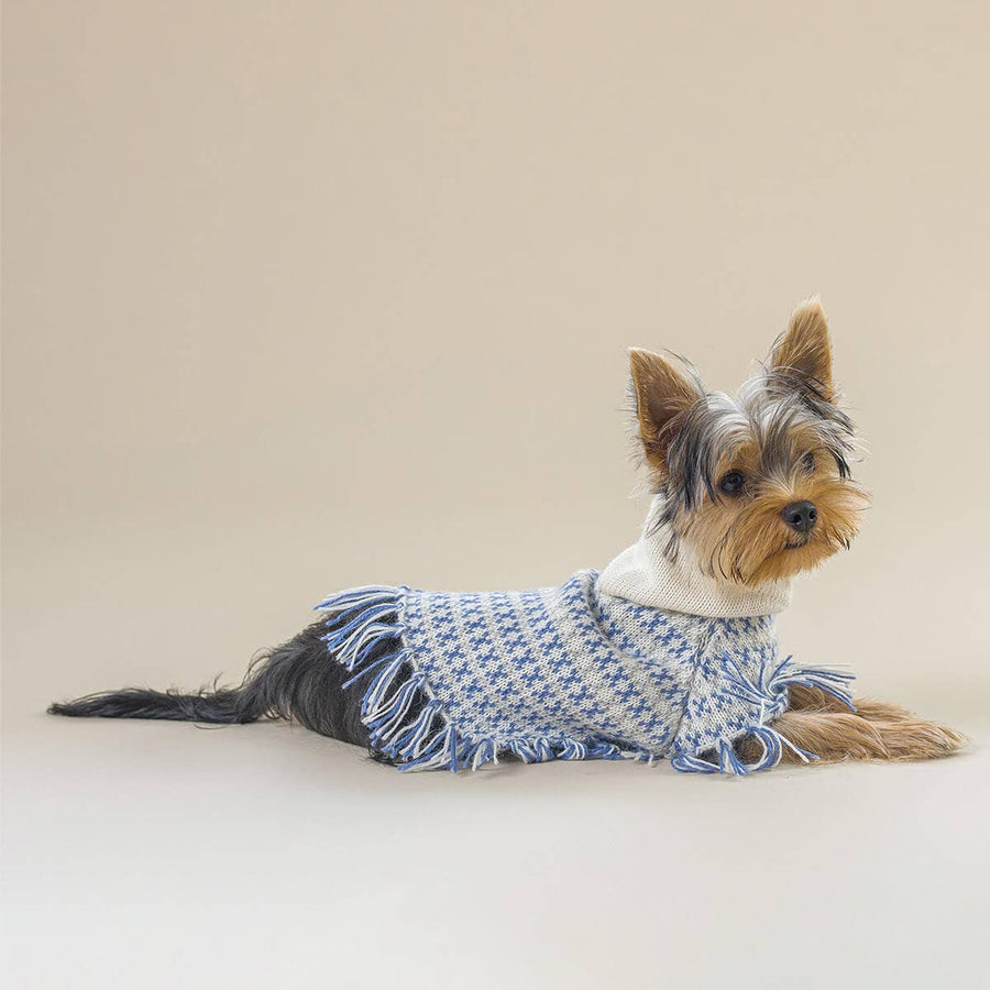 Sofia Light Blue Alpaca Dog Poncho