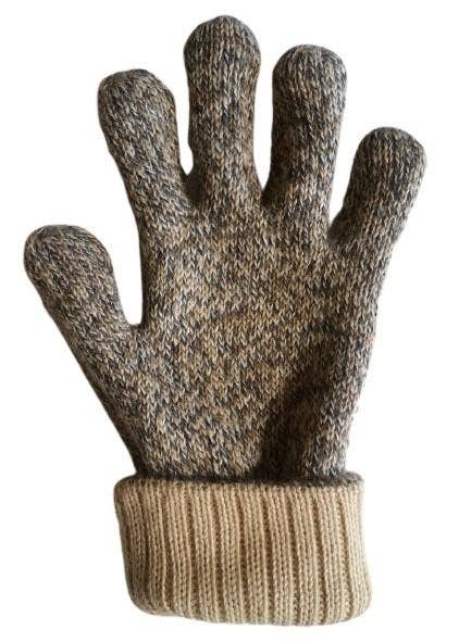 Alpaca Reversible Gloves: Brown/Beige