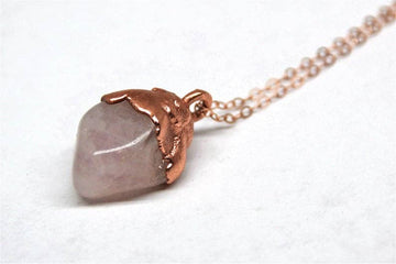 Copper Rose Quartz Necklace | 14k Rose Gold Necklace: 17 inch