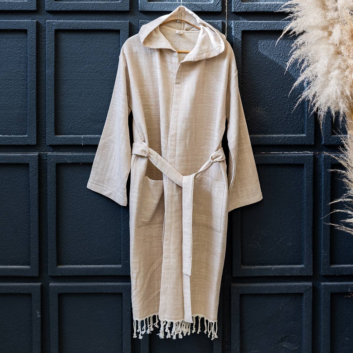 Terrybacked Bathrobe Turkish Cotton Light Weight Hood Quick: Beige