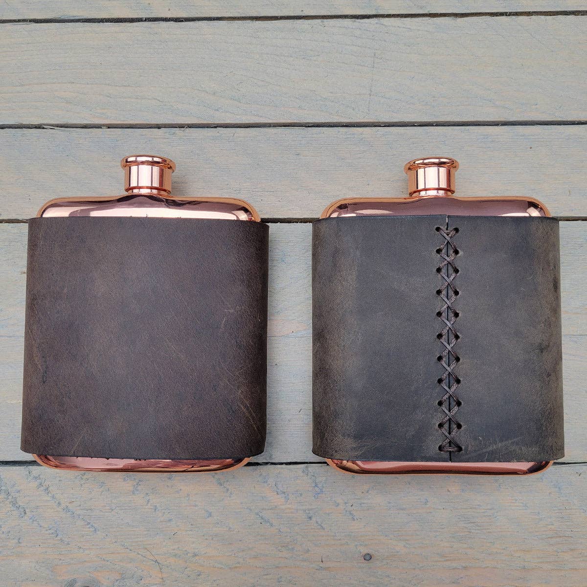 Genuine Leather Wrapped Flasks: Various Colors