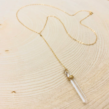 Lemurian Quartz Lariat Crystal Necklace