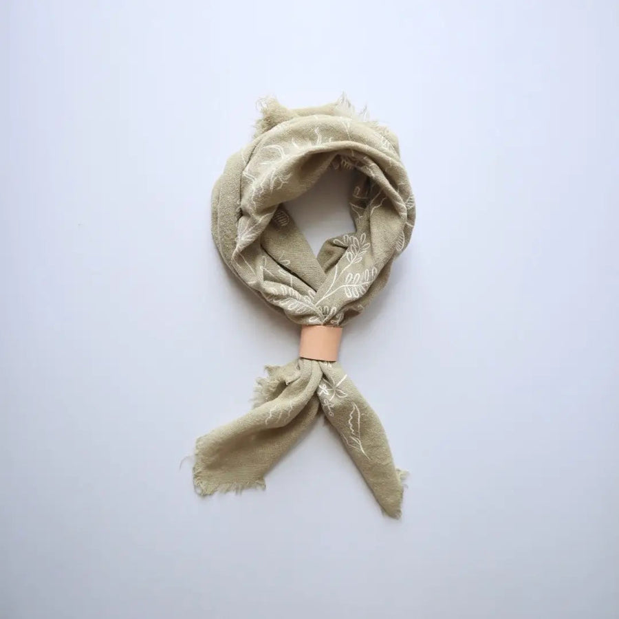 Eco Raw Botanical Print Naturally Dyed Raw Silk Bandana