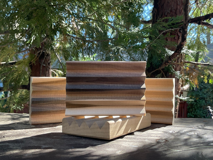 Rainbow Poplar Wood Soap Dish