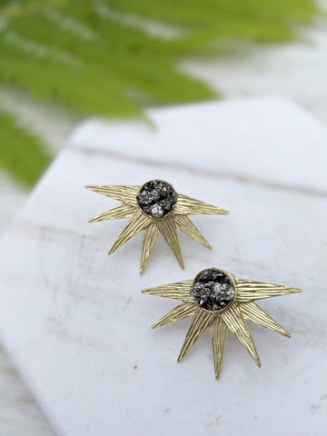 Celestial Earrings Pyrite Druzy