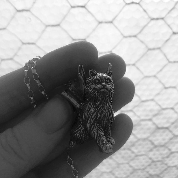 Winged Cat Familiar Pendant 