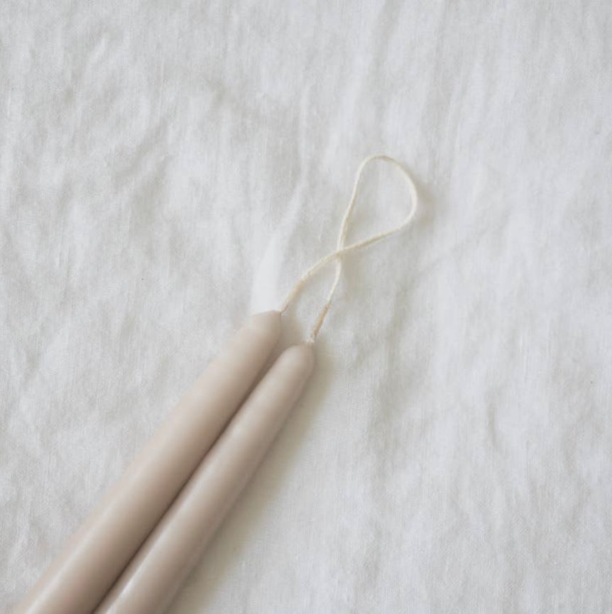 SOCCO Designs Pair of Taper Candles - Oatmeal