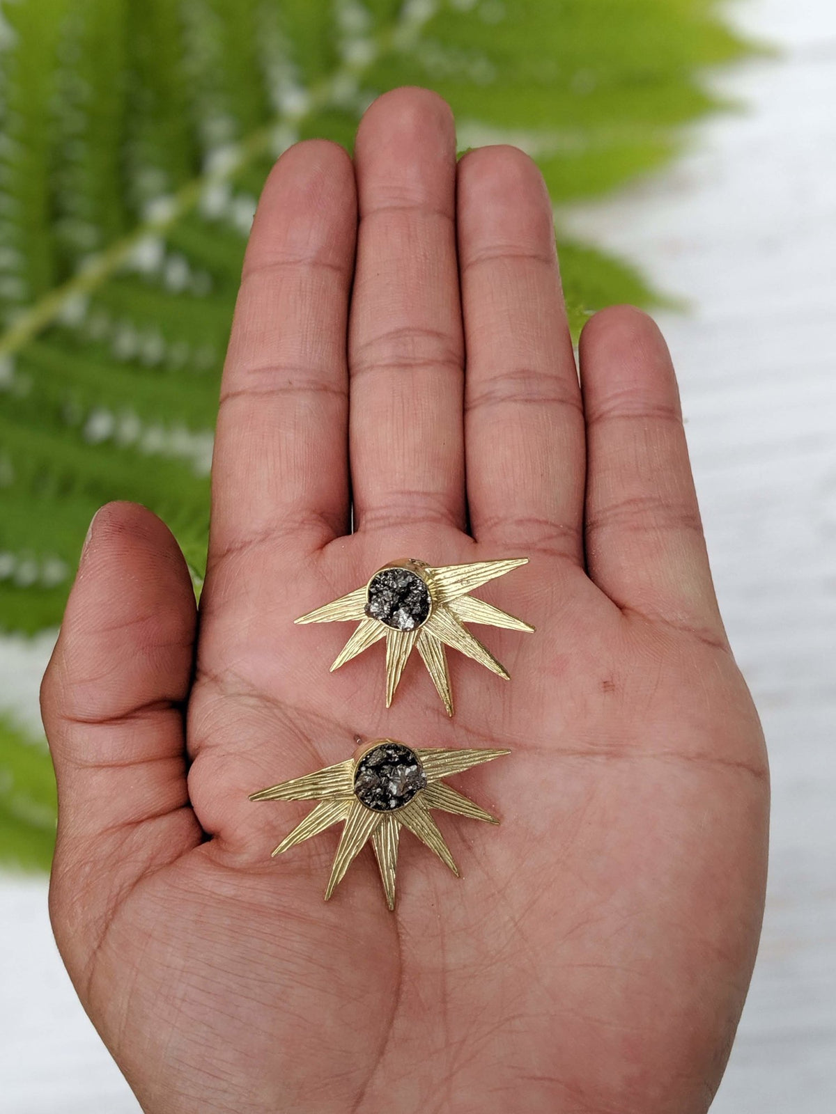 Celestial Earrings Pyrite Druzy