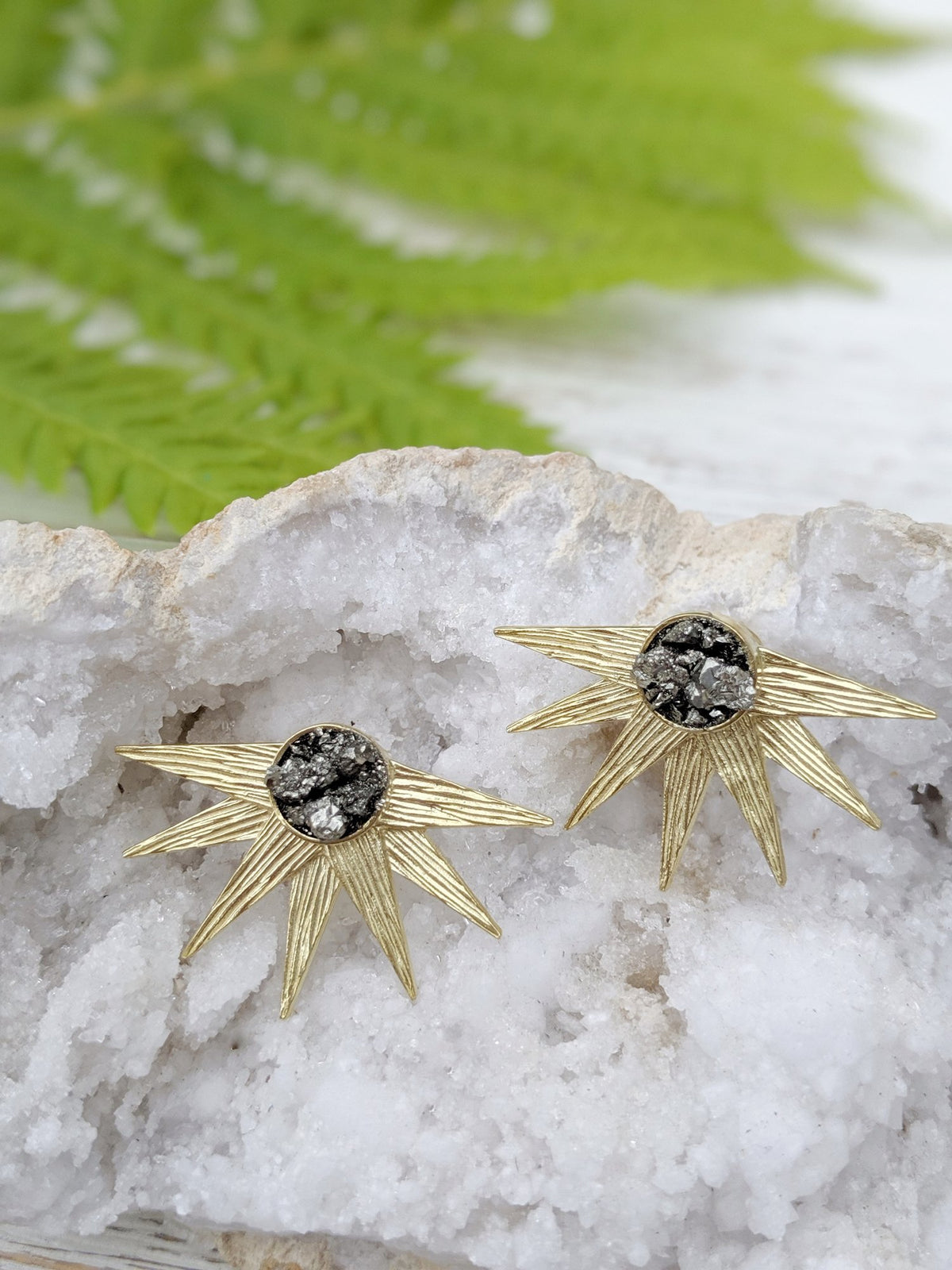 Celestial Earrings Pyrite Druzy