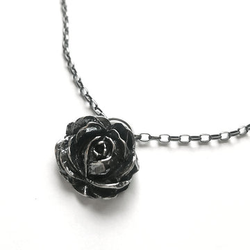 Evening Rose Pendant in Sterling Silver Necklace