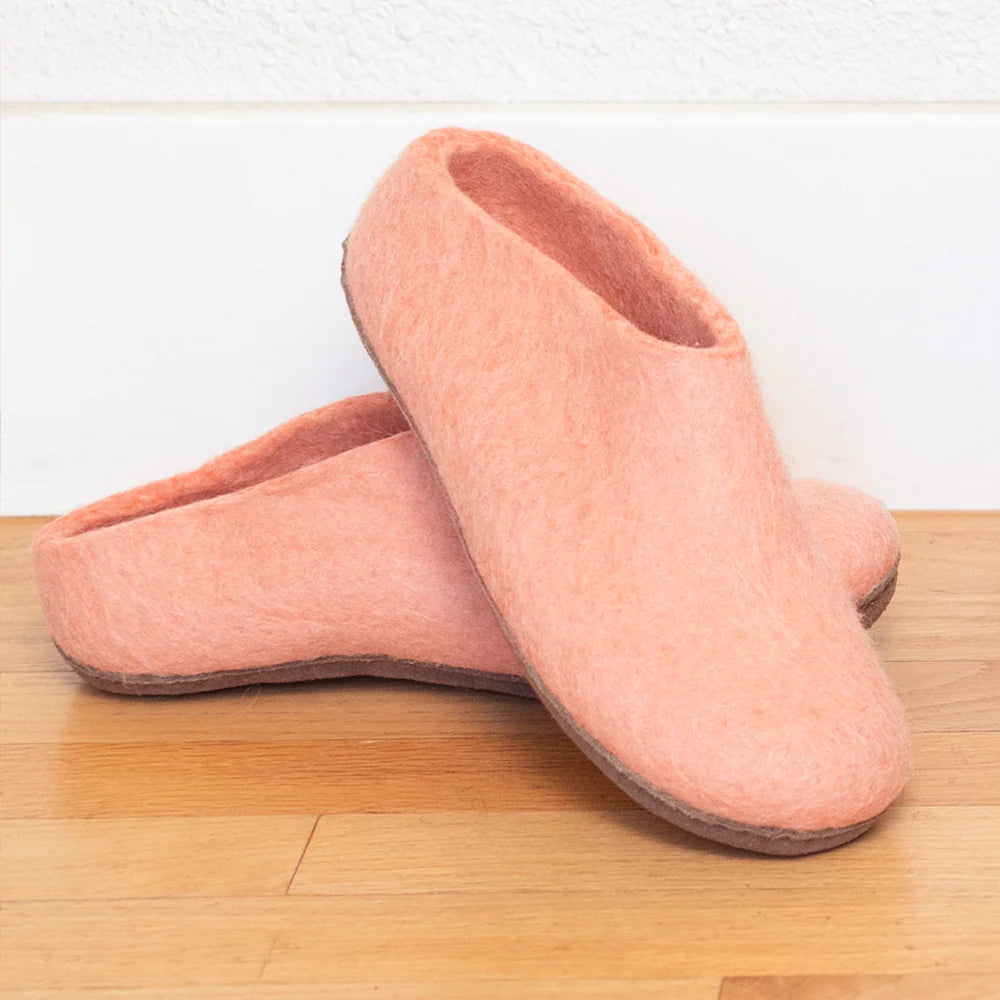 Wool Felt Slipper Clog in Blush