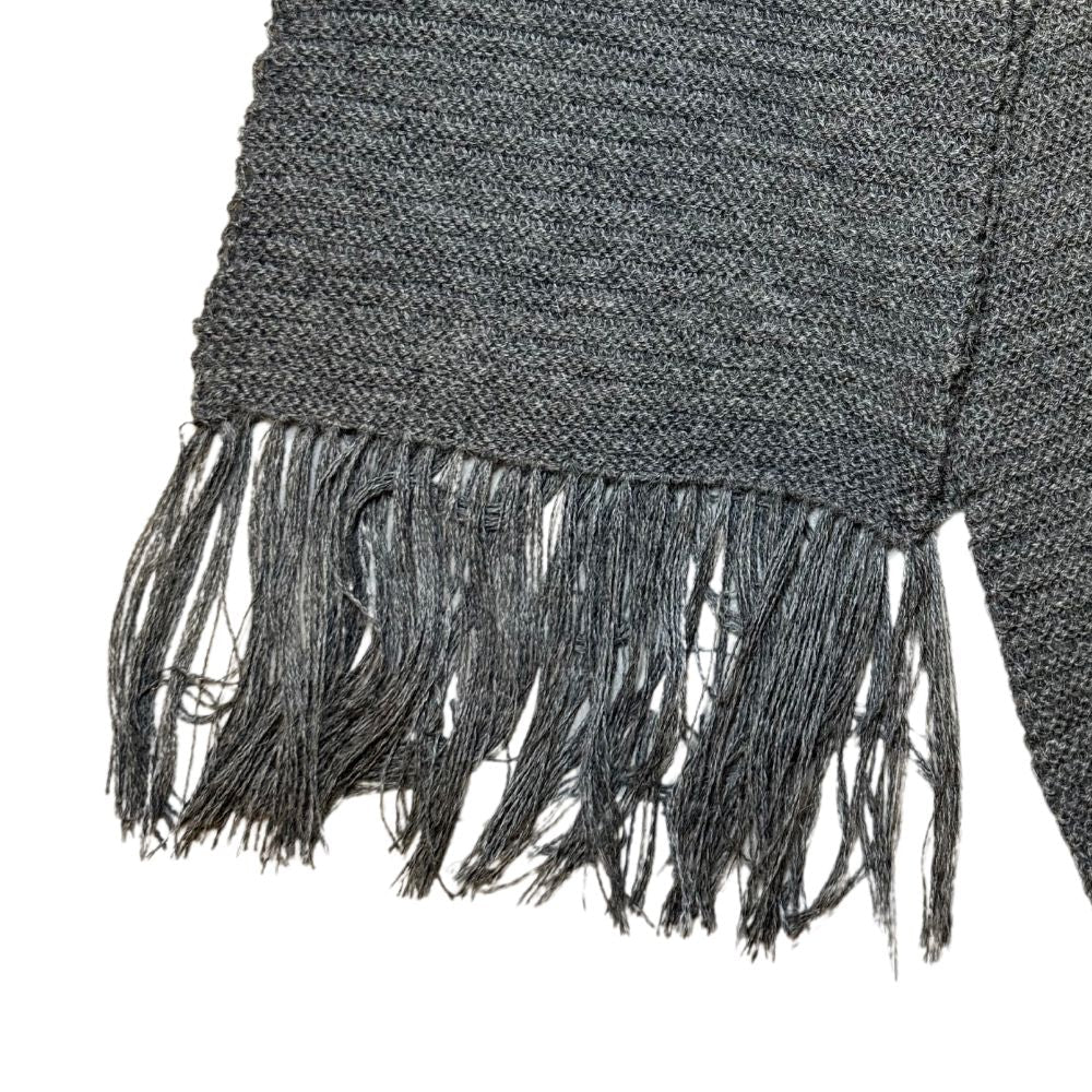 Long Fringed 100% Baby Alpaca Scarf: Grey