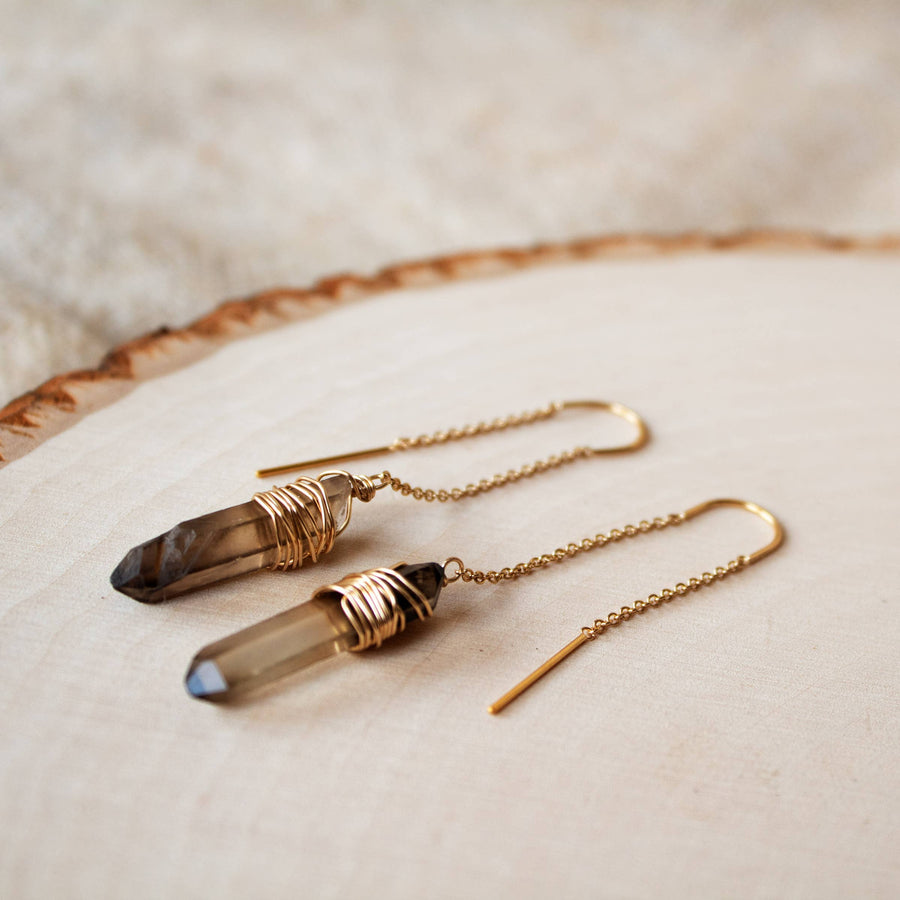 Smoky Quartz Threader Earrings