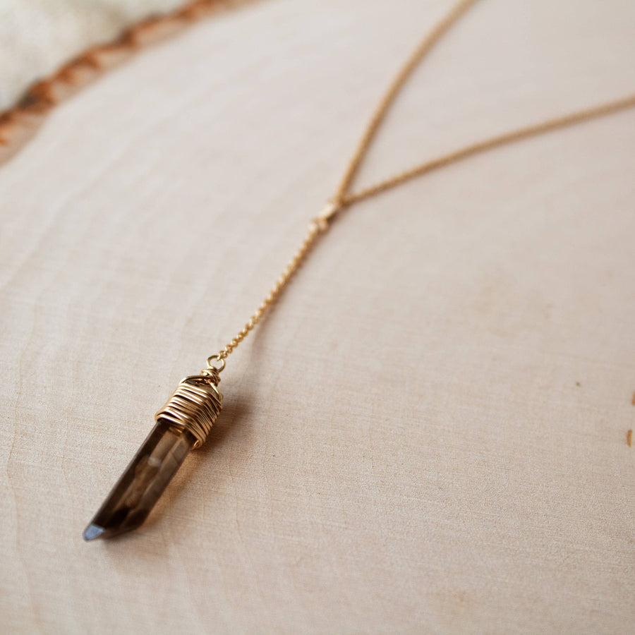 Smoky Quartz Lariat Necklace