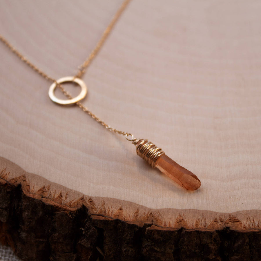 Tangerine Quartz Pendulum Necklace