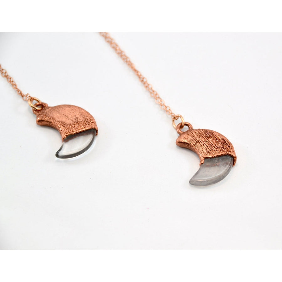 Copper Rose Quartz Moon Necklace | Crescent Necklace