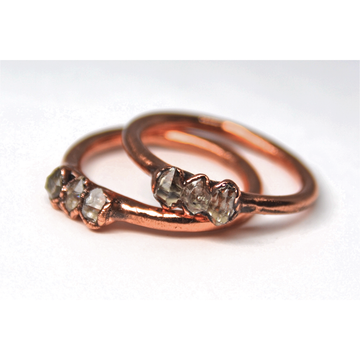 Multi-Stone Baby Herkimer Diamond Ring | Copper Raw Diamond