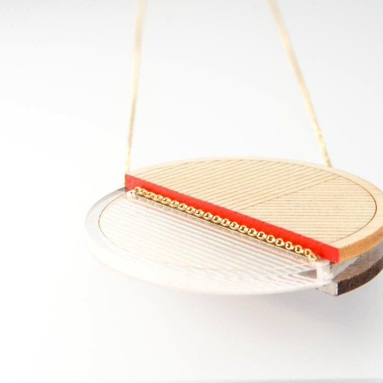 Osa Necklace · Minimalist Long Necklace, Geometric Circle