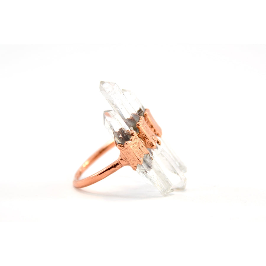 Multi-Stone Raw Quartz Point Ring