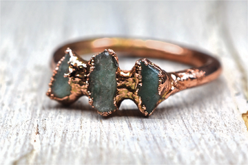 Multi-Stone Green Aventurine Ring | Copper Raw Stone Ring