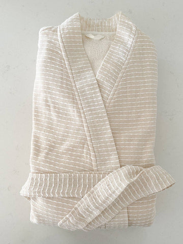 Cozy Turkish Cotton Beige Robe with Plush Lining
