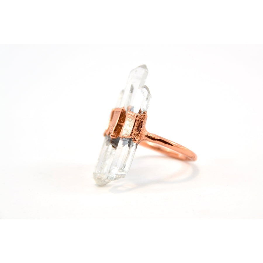 Multi-Stone Raw Quartz Point Ring