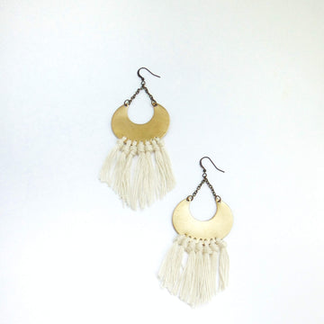 Crescent Moon Fringe Boho Earrings