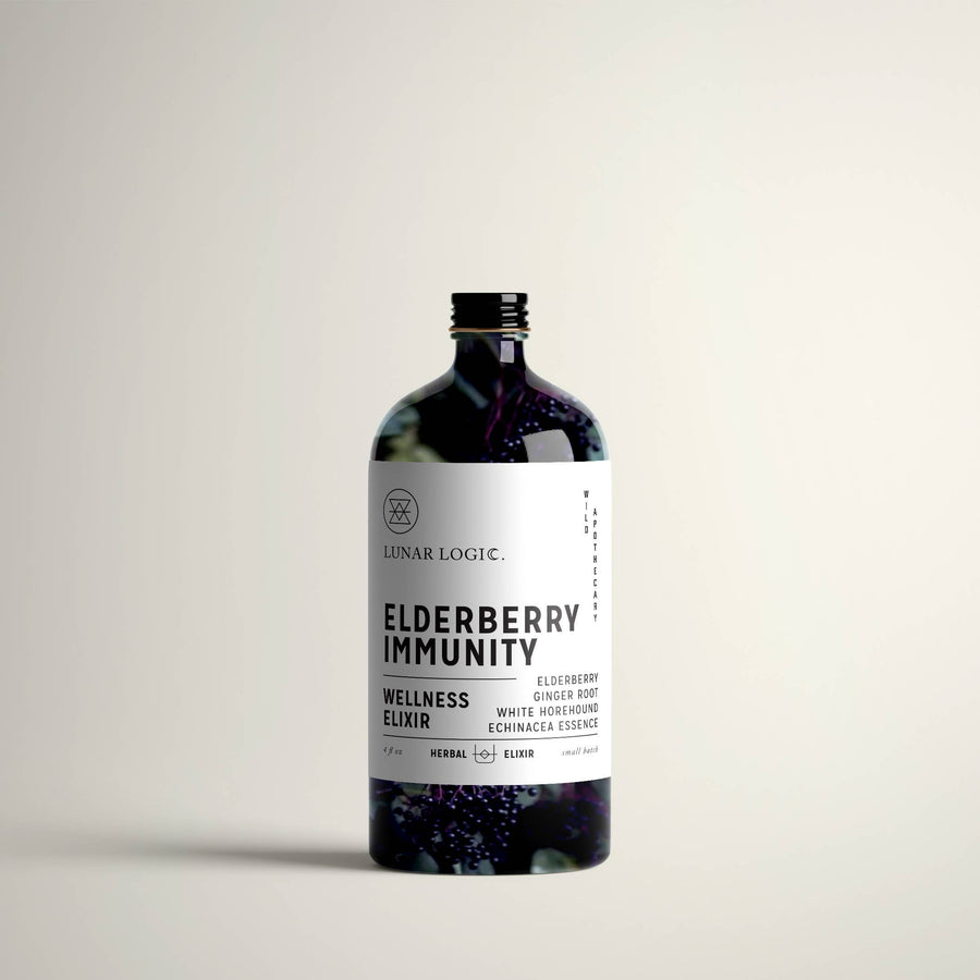 ELDERBERRY IMMUNITY / Wellness Elixir: 4oz Glass Bottle with Glass Pipette