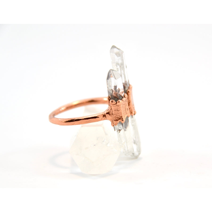 Multi-Stone Raw Quartz Point Ring