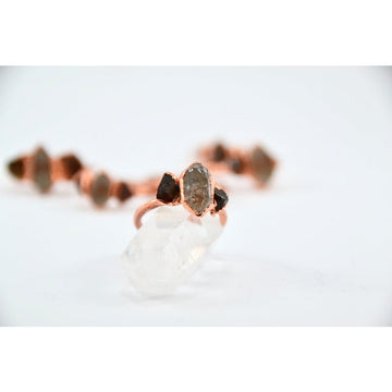 Copper Citrine & Herkimer Diamond Ring || Multi-Stone Ring