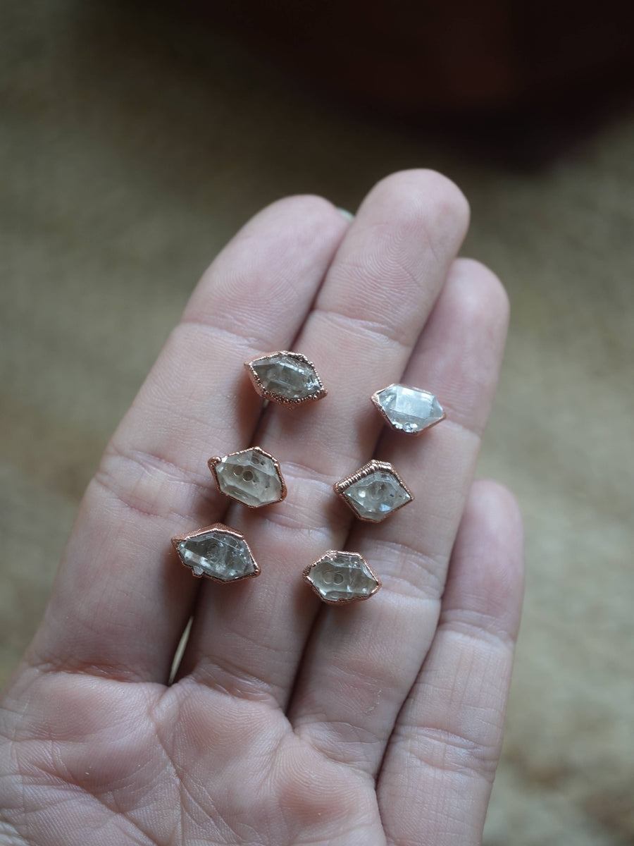 Raw Diamond Studs | Copper Herkimer Diamond Earrings