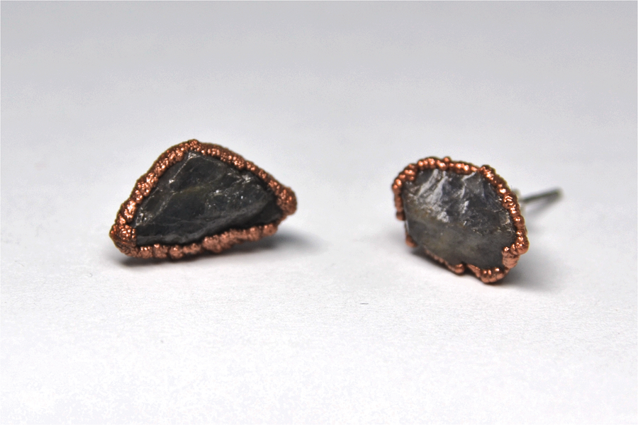 Raw Sapphire Copper Studs | September Earrings