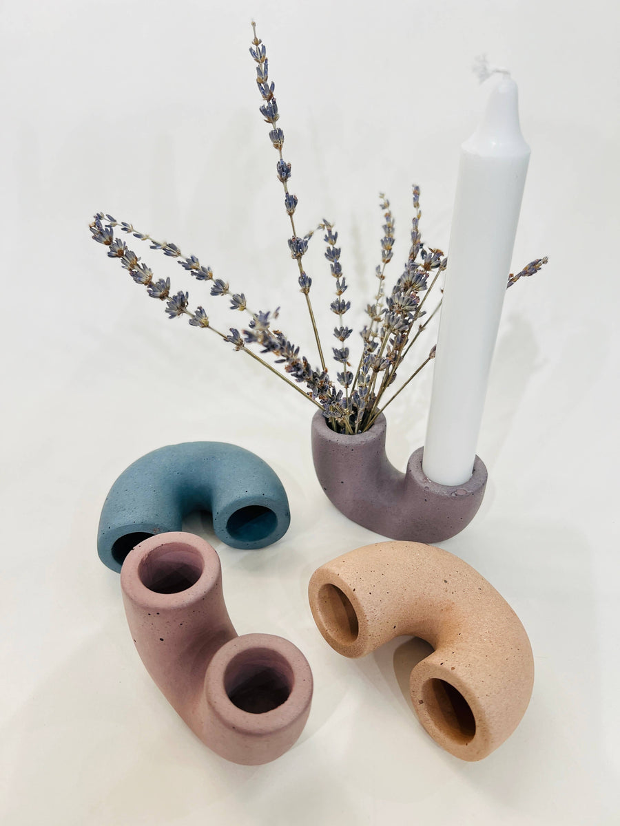 CONCRETE DOUBLE CANDLE HOLDER