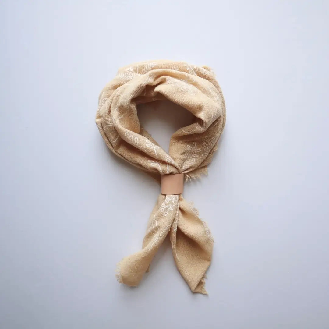 Eco Raw Botanical Print Naturally Dyed Raw Silk Bandana