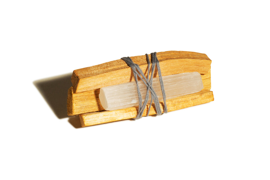 New Moon Charged Selenite Palo Santo Bundle