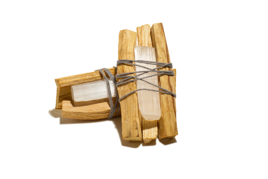 New Moon Charged Selenite Palo Santo Bundle