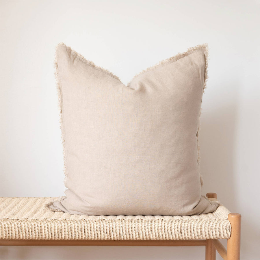 SOCCO Designs Square Fringed Linen Pillow Cover