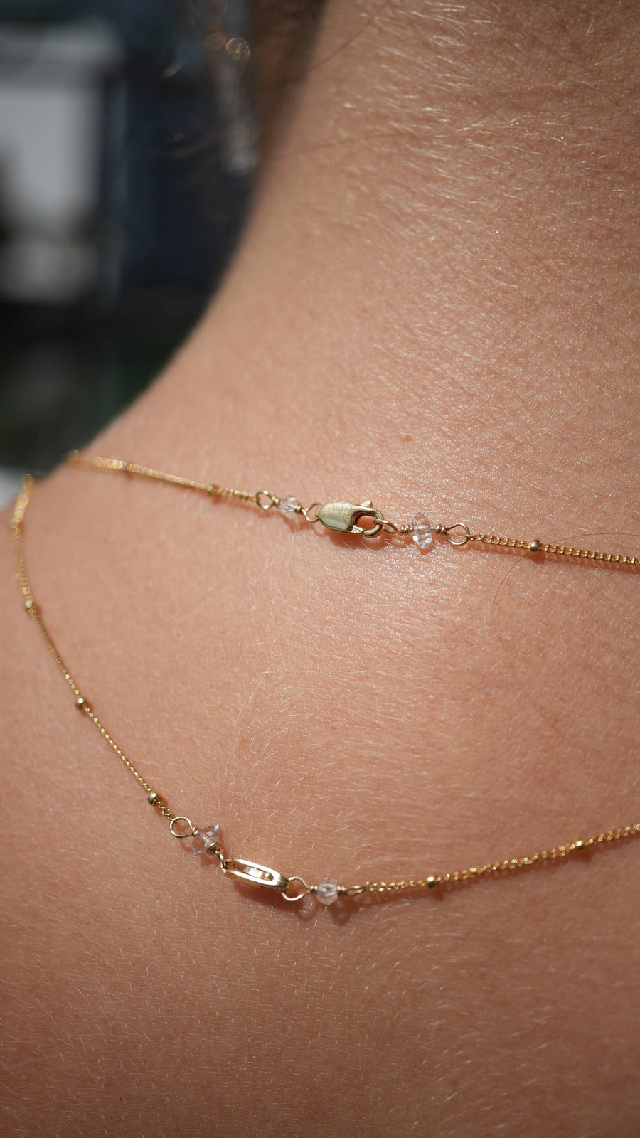 Rough Quartz Necklace || Satellite 14K Gold Filled Chain ||: 16 inches