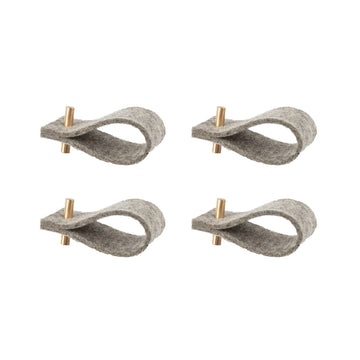 Napkin Rings, Set of 4 - Grey, 100 % Wool Felt
