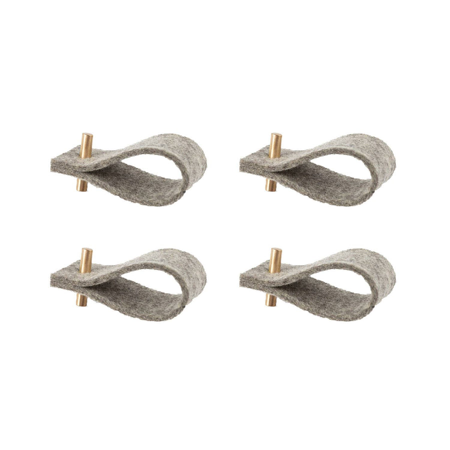 Napkin Rings, Set of 4 - Grey, 100 % Wool Felt