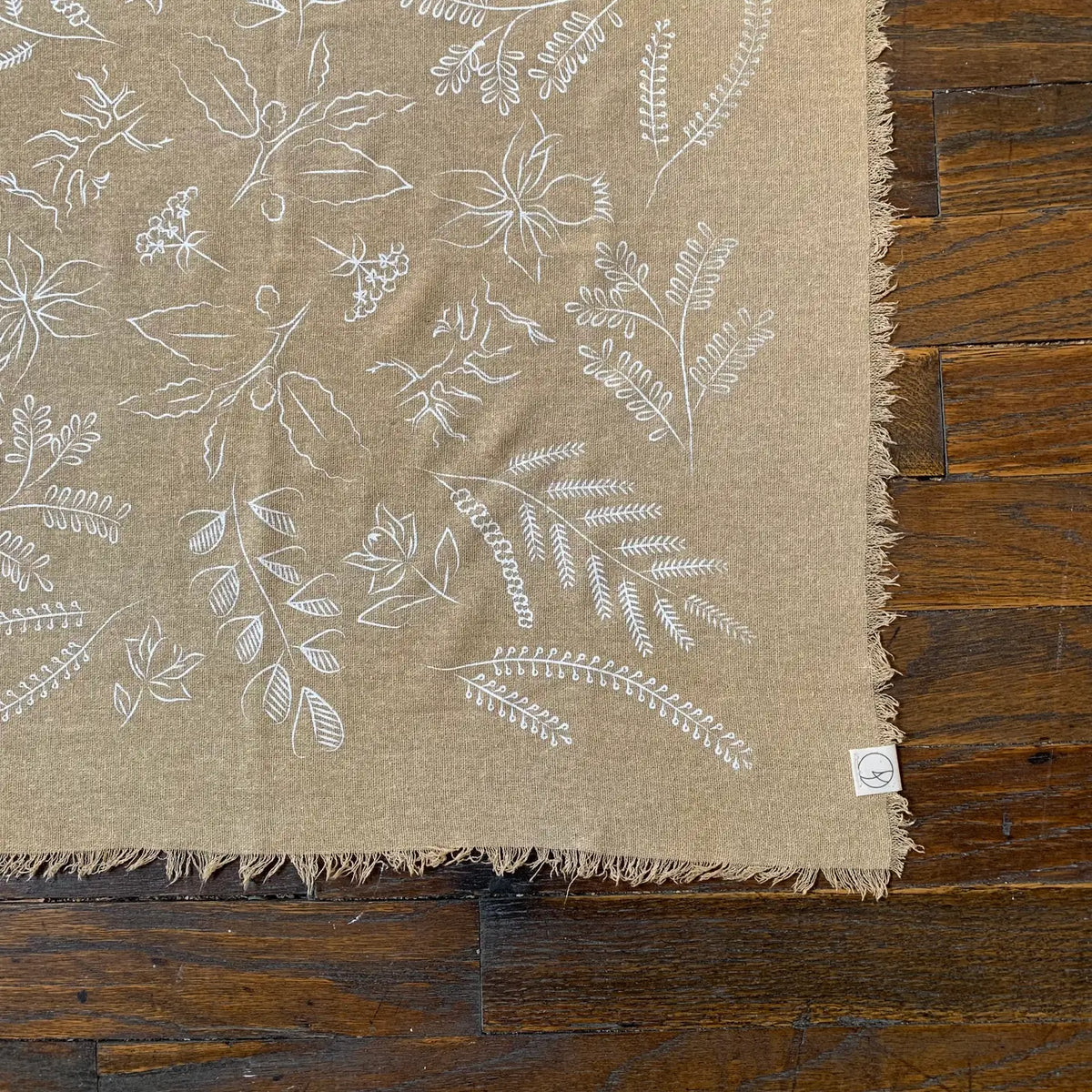 Eco Raw Botanical Print Naturally Dyed Raw Silk Bandana